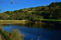 Wide angle shot of a manmade lake in Chadwick Lakes, Malta