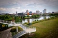 Wide-angle skyline of Milwaukee Wisconsin Royalty Free Stock Photo