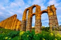 Wide angle shot of old roman aqueduct Royalty Free Stock Photo