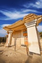 A wide angle shot of the partially restored ruins of Knossos Palace in Heraklion Royalty Free Stock Photo