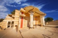 A wide angle shot of the partially restored ruins of Knossos Palace in Heraklion Royalty Free Stock Photo