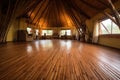 wide-angle shot of a pristine bamboo floor in a room