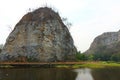 Wide angle shot of rocky mountain of khao Ngu Stone Park , Ratchaburi , Thailand. Royalty Free Stock Photo