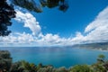 Wide angle shot with sea view of Liguria coast with view of Genoa Royalty Free Stock Photo