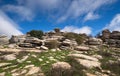 Wide angle view, Jurassic karst rock formations, El Torcal, Antequera, Spain. Royalty Free Stock Photo