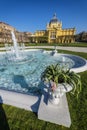 Art Pavilion and fountain in Zagreb Royalty Free Stock Photo