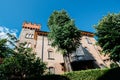 Wide angle view of beautiful and classy villa on Lake Garda shore, Lombardy, Italy Royalty Free Stock Photo