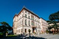 Wide angle view of beautiful and classy villa on Lake Garda shore, Lombardy, Italy Royalty Free Stock Photo