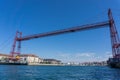 Wide angle view of the Bizkaia suspension bridge Royalty Free Stock Photo