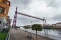 Wide angle view of the Bizkaia suspension bridge Royalty Free Stock Photo