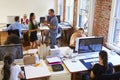 Wide Angle View Of Busy Design Office With Workers At Desks Royalty Free Stock Photo