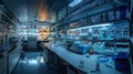 AI-Driven Pharmaceutical Research Lab with Modern Drug Display Royalty Free Stock Photo