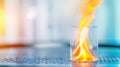 Wide Angle View of a Combustion Reaction in a Laboratory With Flames and Gas Emissions Royalty Free Stock Photo