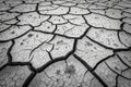 Severe drought cracking a vast, dry desert landscape under a stark sky. Royalty Free Stock Photo