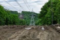 Electricity pylons in natural landscape. Royalty Free Stock Photo