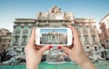 Wide angle view of The Famous Trevi Fountain, rome Royalty Free Stock Photo