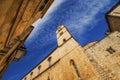 A wide angle view of the Franciscan monastery in Dubrovnik from Stradun street