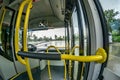 Wide angle view of the front seat in public transport Bus Royalty Free Stock Photo