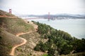 Wide angle view of the Golden Gate Bridge in San Francisco as seen from the Marin Headlands Royalty Free Stock Photo