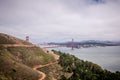 Wide angle view of the Golden Gate Bridge in San Francisco as seen from the Marin Headlands Royalty Free Stock Photo