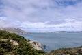 Wide angle view of the Golden Gate Bridge in San Francisco as seen from the Marin Headlands Royalty Free Stock Photo