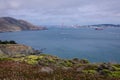 Wide angle view of the Golden Gate Bridge in San Francisco as seen from the Marin Headlands Royalty Free Stock Photo