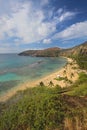 Wide-angle view of Hanauma Bay, Hawaii vertical Royalty Free Stock Photo