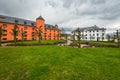 Wide angle view of inner courtyard of Koenigstein Fortress in Saxon Switzerland, Germany Royalty Free Stock Photo