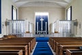 Wide angle view inside the Glass Church at Millbrook on the island of Jersey