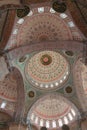 Wide angle view of interior of Yeni Cami or New Mosque in Istanbul Royalty Free Stock Photo