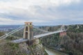 wide angle view of the landmark of Bristol, Clifton Suspension Bridge and Clifton Observatory Royalty Free Stock Photo