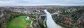 wide angle view of the landmark of Bristol, Clifton Suspension Bridge and Clifton Observatory, Overcast Evening, Winter Royalty Free Stock Photo