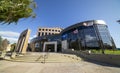 A wide angle view of the Lethbridge city hall building Royalty Free Stock Photo