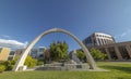 A wide angle view of the Lethbridge city hall building Royalty Free Stock Photo