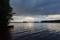 Wide angle view of midsummer bonfire in Finland