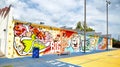 Wide Angle View of Mural at Grizzlies Community Court in Memphis, Tennessee.
