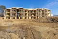 Wide Angle View Of New Apartment Building Under Construction Royalty Free Stock Photo