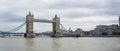 Wide angle view over River Thames in London England showing Tower Bridge Royalty Free Stock Photo