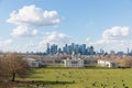 wide angle view of the Queen\'s House and the Greenwich Park, Greenwich, London, United Kingdom, clear sunny day