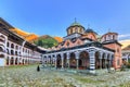 Wide angle view at the Rila monastery Royalty Free Stock Photo