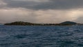 Wide angle view from the sea to island