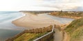 Wide Angle View of Southport Beach Steps Approaching Sunset Royalty Free Stock Photo
