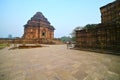 Wide angle view of Sun temple and its premises at daybreak, Konark, India. Royalty Free Stock Photo