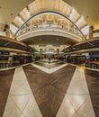 Wide angle view of tram station inside Denver international airport