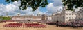 Wide Angle View Of The Trooping The Colour Military Parade At Horse Guards Parade, London UK, With Household Division Soldiers.