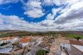 Ucles village roofs, cloudy sky