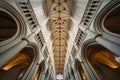 wide-angle view of a vaulted cathedral ceiling