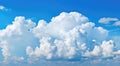 Wide angle view of white fluffy clouds Royalty Free Stock Photo