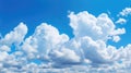 Wide angle view of white fluffy clouds Royalty Free Stock Photo