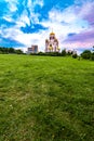 Wide angled view of the church Temple On The Blood in Yekaterinburg, Russia Royalty Free Stock Photo